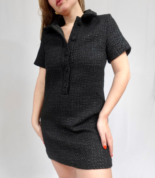 Button Shirt Tweed Mini Dress